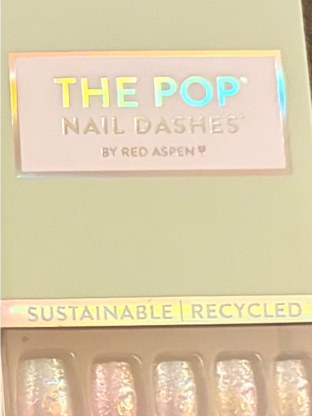 The Pop Nail Dashes Pink Glitter Press-On Nails by Red Aspen